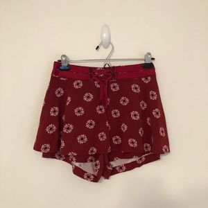 Red Printed Free People Skort